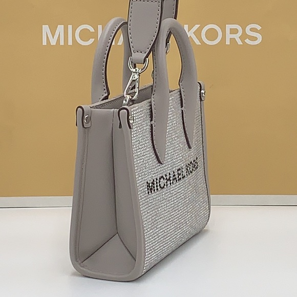 MICHAEL KORS MIRELLA XSMALL SHOPPER CROSSBODY PEARL GREY COLOR - Picture 9 of 16